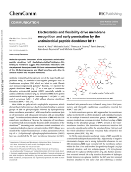 Chemcomm 10.1039/C3cc44912b DOI: 2013 August 1St Accepted 2013, July 1St Received Ae Samdlo H Aotrmmrn Srcuei ESI†)