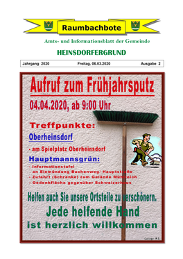 Amts- Und Informationsblatt Der Gemeinde HEINSDORFERGRUND