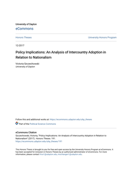 An Analysis of Intercountry Adoption in Relation to Nationalism