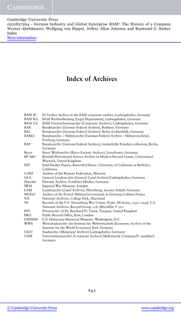 Index of Archives
