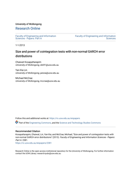 Size and Power of Cointegration Tests with Non-Normal GARCH Error Distributions