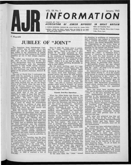 Information Issued by The- Association of Jewish Refugees in Great Britain