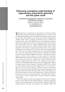 Enhancing Conceptual Understanding of Trigonometry Using Earth Geometry and the Great Circle