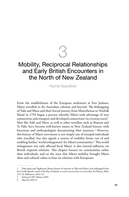 Mobility, Reciprocal Relationships and Early British Encounters in the North of New Zealand Rachel Standfield