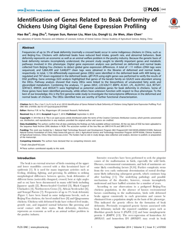 Identification of Genes Related to Beak Deformity of Chickens Using Digital Gene Expression Profiling