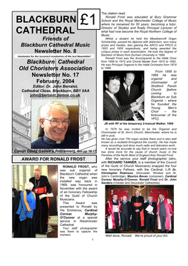 Friends of Blackburn Cathedral Music NEWSLETTER Feb 2004