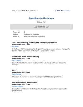 Questions to the Mayor PDF 719 KB