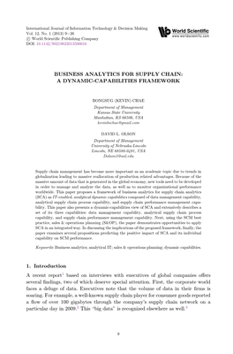 Business Analytics for Supply Chain: a Dynamic-Capabilities Framework