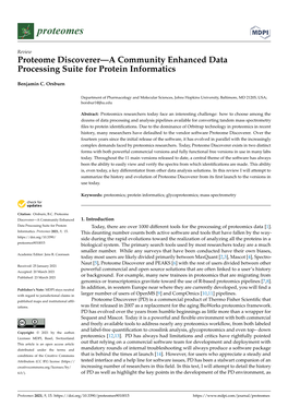 Proteome Discoverer—A Community Enhanced Data Processing Suite for Protein Informatics