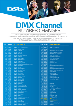 DMX Channel NUMBER CHANGES Dstv IS CHANGING the NUMBERS on ITS AUDIO and RADIO CHANNELS