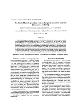 Bio-Chemical Basis in Groundnut (Arachis Hypogaea) Resistant to Leafminer (Aproaerema Modicella)