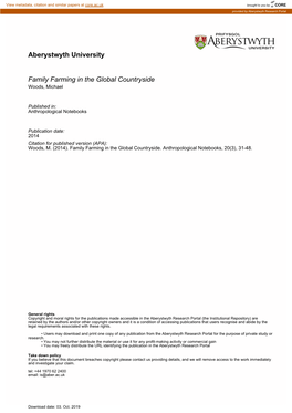 Aberystwyth University Family Farming in the Global Countryside