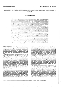 Archaean to Early Proterozoic Tectonics and Crustal Evolution: a Review