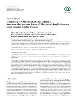 Heteroreceptors Modulating CGRP Release at Neurovascular Junction: Potential Therapeutic Implications on Some Vascular-Related Diseases