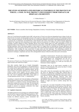 The Study of Depopulated Historical Ensembles in the Province of Teruel: a Tool to Map, Protect and Conserve Their Vernacular Heritage and Identity