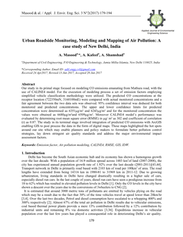 Urban Roadside Monitoring, Modeling and Mapping of Air Pollution: a Case Study of New Delhi, India