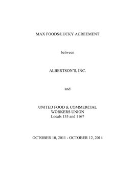 Max Foods/Lucky Agreement