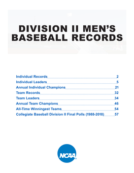 Division Ii Men's Baseball Records