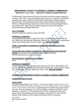 Brookings County Planning & Zoning Commission