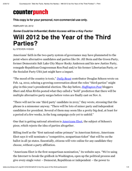 Will 2012 Be the Year of the Third Parties? » Print