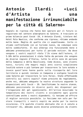 Antonio Ilardi: «Luci D'artista È Una Manifestazione Irrinunciabile Per La