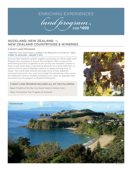 Land Programfor $499 Auckland, New Zealand — NEW ZEALAND COUNTRYSIDE & WINERIES