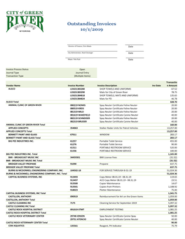 10/1/2019 Outstanding Invoices