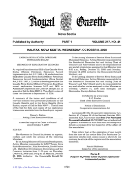 NS Royal Gazette Part I