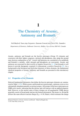 The Chemistry of Arsenic, Antimony and Bismuth