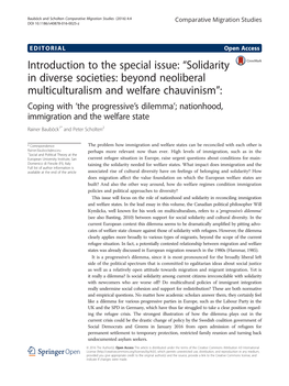 Solidarity in Diverse Societies: Beyond Neoliberal Multiculturalism And