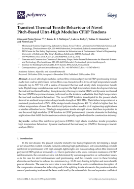 Transient Thermal Tensile Behaviour of Novel Pitch-Based Ultra-High Modulus CFRP Tendons