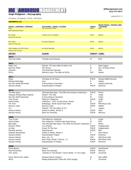 Hugh Padgham Discography