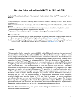 Bayesian Fusion and Multimodal DCM for EEG and Fmri