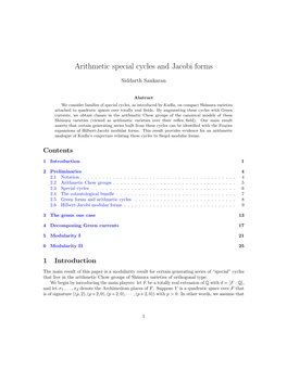 Arithmetic Special Cycles and Jacobi Forms