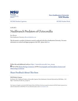 Nudibranch Predators of Octocorallia Eric Brown Nova Southeastern University, Edbrown45@Yahoo.Com