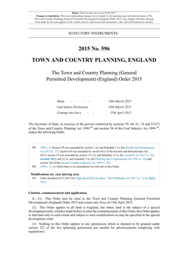 (General Permitted Development) (England) Order 2015