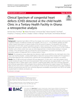 Clinical Spectrum of Congenital Heart Defects (CHD)