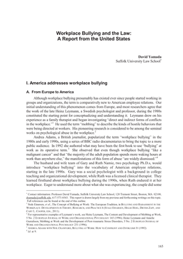 Workplace Bullying and the Law: a Report from the United States