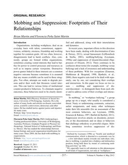 Mobbing and Suppression: Footprints of Their Relationships