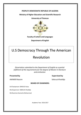 U.S Democracy Through the American Revolution