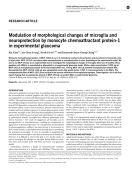 Modulation of Morphological Changes of Microglia and Neuroprotection by Monocyte Chemoattractant Protein-1 in Experimental Glaucoma