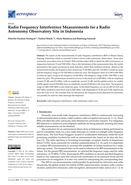 Radio Frequency Interference Measurements for a Radio Astronomy Observatory Site in Indonesia