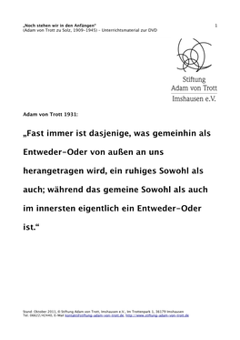 Unterrichtsmaterial Der Stiftung Adam Von Trott Imshausen E.V
