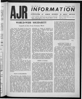 INFORMATION ISSUED by the ASSOCIATION of JEWISH REFUGEES in GREAT BRITAIN Office and Consulting Hours: 8 FAIRFAX MANSIONS, FINCHLEY RD, (Corner Fairfax Rd.)