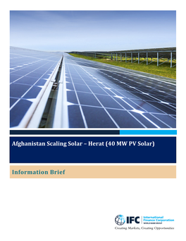 Information Brief Afghanistan Scaling Solar – Herat (40 MW PV Solar)