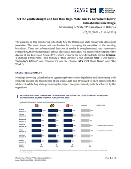 Set the Youth Straight and Ban Their Flags. State-Run TV Narratives Follow Lukashenka’S Meetings