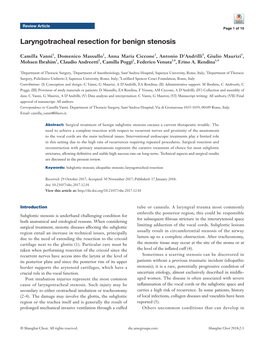 Laryngotracheal Resection for Benign Stenosis