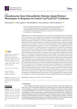 Chondrocytes from Osteoarthritis Patients Adopt Distinct Phenotypes in Response to Central TH1/TH2/TH17 Cytokines