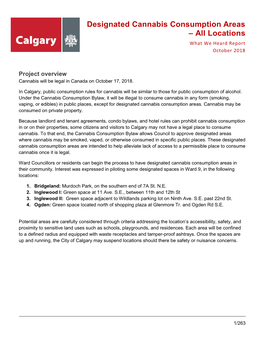 Designated Cannabis Consumption Areas – All Locations What We Heard Report October 2018