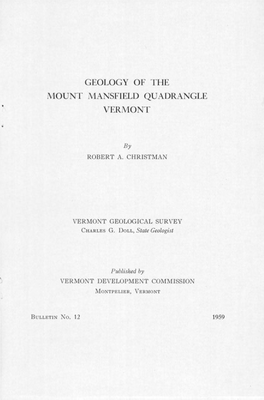 Geology of the Mount Mansfield Quadrangle Vermont
